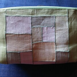 ポジャギ  韓国の麻 モシのポーチ グリーン