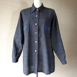 手織り久留米絣：手ざわり抜群のシャツ・ブラウス（W-40）の画像