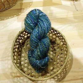 オーダー受付　送料無料　シルクメリノ高級手紡ぎ毛糸　青緑系ミックスの画像