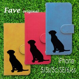 iPhone手帳型スマホケース (黒ラブラドール)