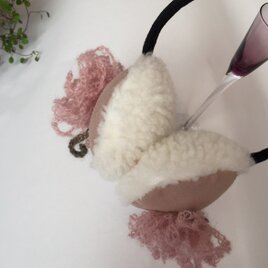 ふんわり花咲くイヤーウォーマー　さくら色