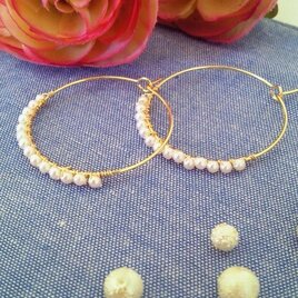 シルキーパールワイヤーフープピアス