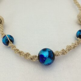 国産ヘンプと蓄光ホタルビーズねじり結びネックレス