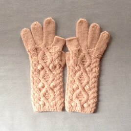 【受注後製作】手袋アルパカ×ラムウール淡いピンク系の画像