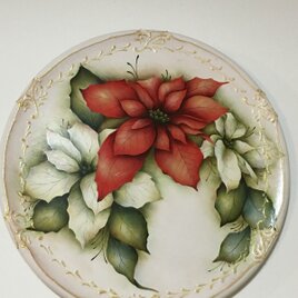 ポインセチア絵皿の画像