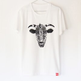 ウシくんのTシャツ　white×blackの画像