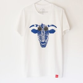 ウシくんのTシャツ　white×blueの画像