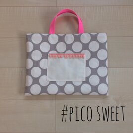 パステル ポンポン ポケットドット レッスンバッグ トートバッグ