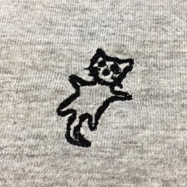 【cacco】刺繍ラクガキネコＴシャツ No,1 グレー レディースMサイズの画像