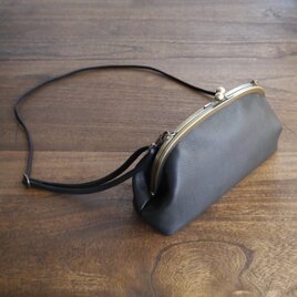 DAISY  カーフレザーのがま口ショルダーバッグ　ブラック