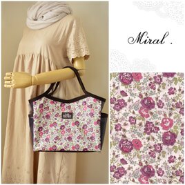 Miral.✻リバティFeliciteパープル✻ビニコバケットバッグ✻ラミネート