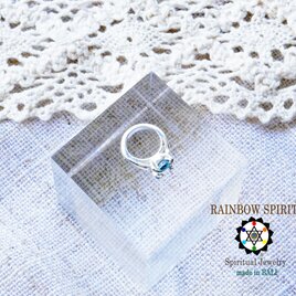 ✼送料無料✼ アクアマリン/SILVER/3月誕生石༺バリ島の僧侶の祈祷＆浄化•♡•ベビーリング༻出産祝い・誕生日ギフト