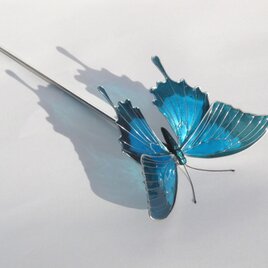 蝶のかんざし　オオルリアゲハの画像
