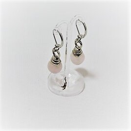 再販！ローズクォーツのピアス・電球型【silver】