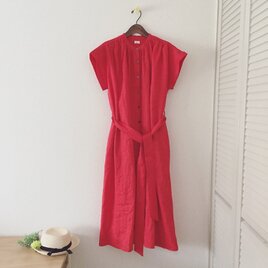 linen gathered onepiece ＊Ladies＊redの画像