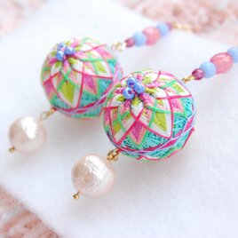 【spring】ノンホールピアス★カラフル手毬の画像