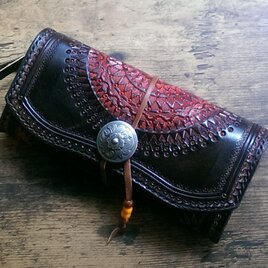 太陽紋クラッチウォレット・クリムゾンレッド