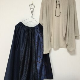 大島紬のスカート＊紺の彩り