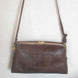 そのままタッチ深型台形☆2way単行本ポシェット　チャコールレザー×リバティ..