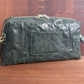 そのままタッチ深型台形☆2way単行本ポシェット　皺加工革×リバティ..