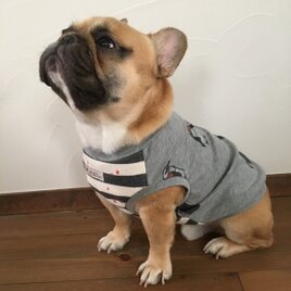 犬服【オーダー製作】タンクトップ・ペンギン柄（グレー）