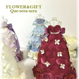 NO135　結婚式　受付にも！フラワーミニドレス（ホットピンク）　ウェディングドレス　送料無料