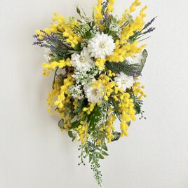 ミモザフラワーバスケットハンギング「受注制作」