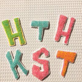 かわいいカラーのイニシャルワッペン【S】