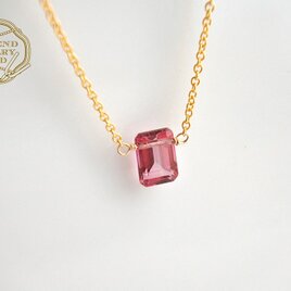 [11月の誕生石][14KGF]ピンクトパーズの一粒ネックレス WJG_N011