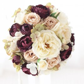 秋色アジサイのラウンドブーケ  ブートニア付き