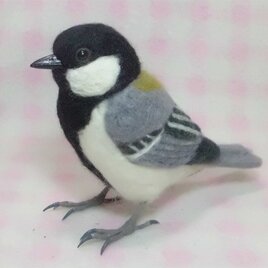 リアル シジュウカラ  ほぼライフサイズ　四十雀  羊毛フェルト　受注作成　野鳥　工房小鳥屋さん