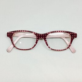 バーガンディブロックパターンのかわいいメガネ（メガネフレーム）の画像