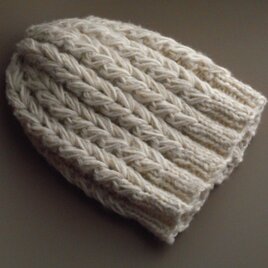 大きな編み目の帽子/ホワイトmixの画像