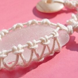 sea glass necklace  white #3の画像