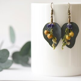 ユーカリとラベンダーのピアス