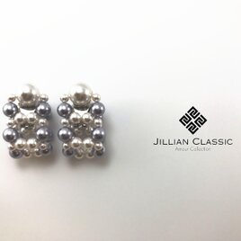 No.27 スワロフスキー　パール　ホワイト&ラベンダー シルバー　フープイヤリング