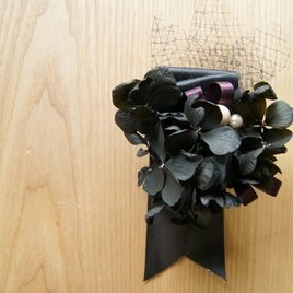 ピンコサージュ　ブラック紫陽花の画像