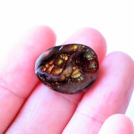 ファイヤーアゲート　with ラブラドライト　メキシコ産　11cts./ ルース・カボション