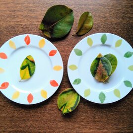 大切な人とペアで　ちぎり絵　リーフプレート　ペア（パン）