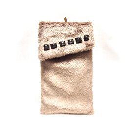 ふわもこポーチ  - beige&silver -(期間限定)