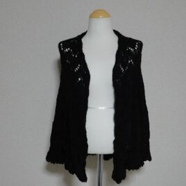 ベビーアルパカのブラック（黒）色　半円形ショール