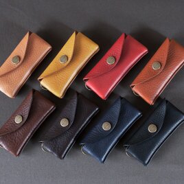 イタリア製牛革の収納型コンパクトキーケース ／ 8色※受注製作