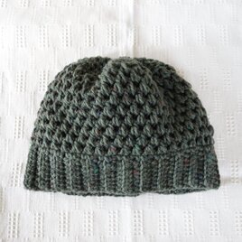 ■受注制作■hand-knit beanie / grass greenの画像