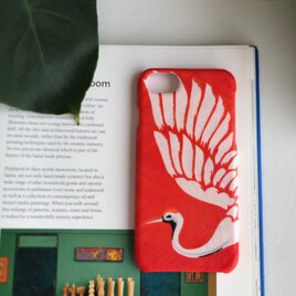 【KIMONO】アンティーク着物のiPhoneケース・朱に白鶴