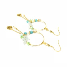 爽やかアクアマリンのフープピアス
