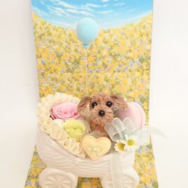 「こんにちは♡赤ちゃん」～トイ・プードル～お花で作ったワンちゃんの画像