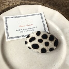 レザーバレッタ オーバル ハラコ 中 ダルネシアン