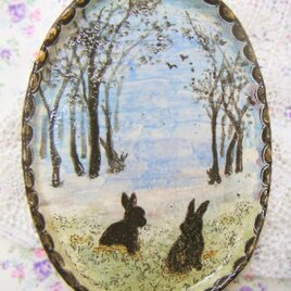 森のウサギちゃん飾り皿の画像