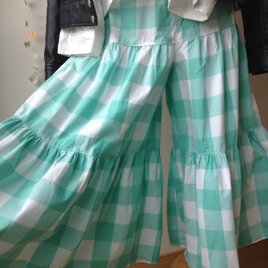ギャザーたっぷり☆ガウチョ ミントグリーン