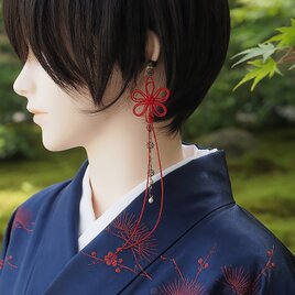 飾り結びかたっぽイヤーカフ「ひとあしこつり・浮」【軽量和風アクセ】